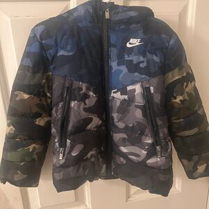 Nike Kids Camo Puffer Jacket - Blue and Gray